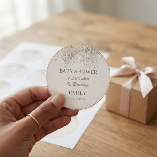 Aufkleber Baby Shower Boho Floral Botanisch