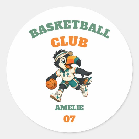 Aufkleber Basketball Toucan Maskottchen Personalis (Vorderseite)