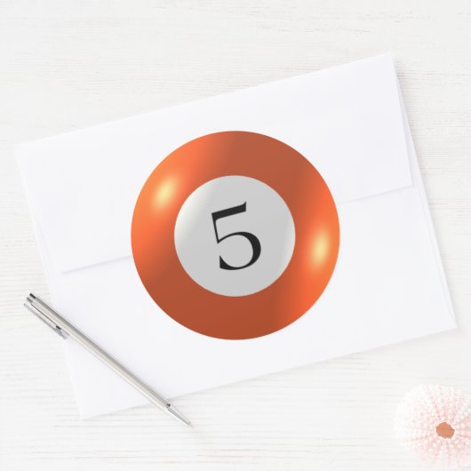 Aufkleber - Billard - 5 Ball (Umschlag)