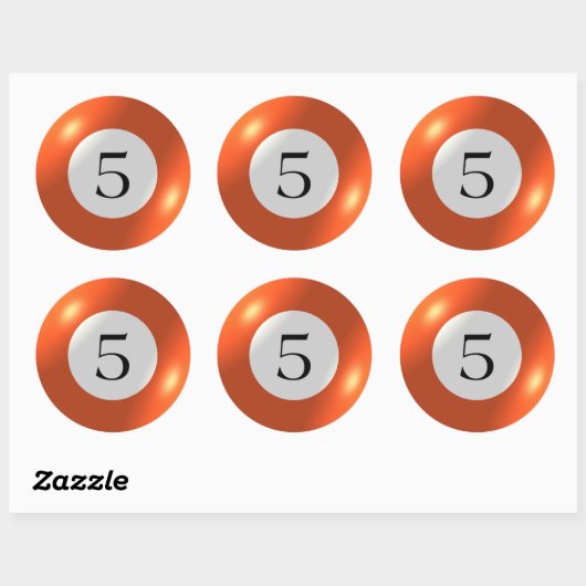 Aufkleber - Billard - 5 Ball (Blatt)