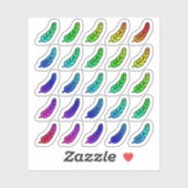 Aufkleber Blatt farbige Federn Tiny Rainbow Ombre (Blatt)