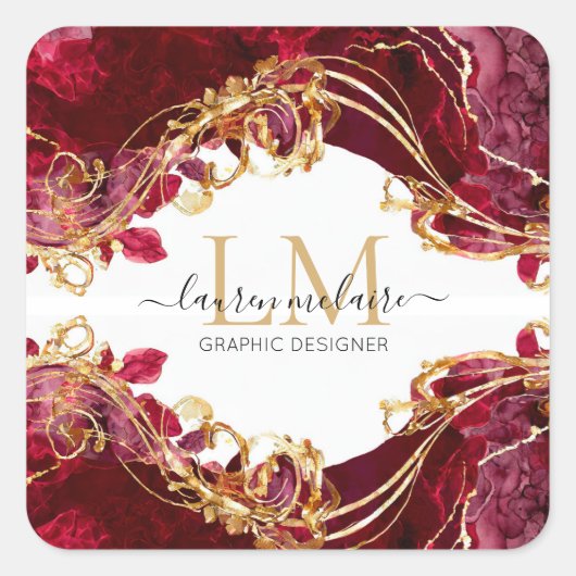 Aufkleber - Cherry Red Gold Monogramm (Vorderseite)
