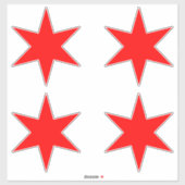 Aufkleber | Chicago Flag Red 6-Punkte Star (Blatt)
