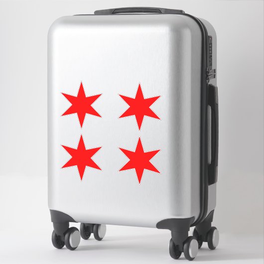 Aufkleber | Chicago Flag Red 6-Punkte Star (Koffer)