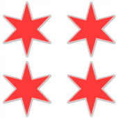 Aufkleber | Chicago Flag Red 6-Punkte Star (Vorderseite)