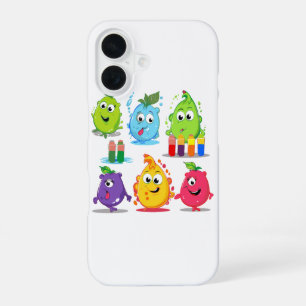 Aufkleber Clipart-Set aus fünf farbenfrohen Frücht iPhone 16 Hülle