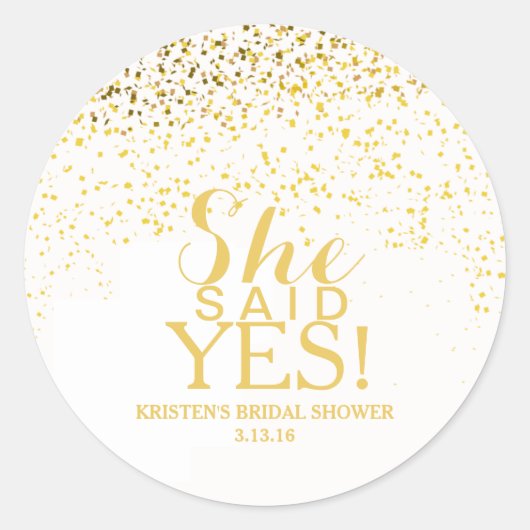 Aufkleber - Confetti Brautparty - Sie sagte ja! (Vorderseite)