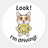 Aufkleber Corgi Anime Driving (Vorderseite)