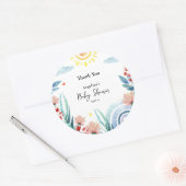 Aufkleber Danke für die Babydusche mit Design. (Umschlag)