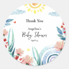 Aufkleber Danke für die Babydusche mit Design.