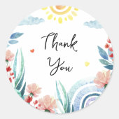 Aufkleber Danke für die Babydusche mit Design. (Vorderseite)