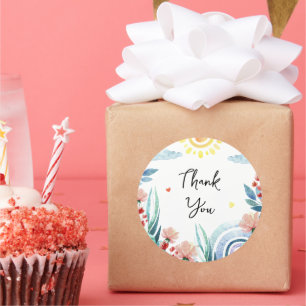 Aufkleber Danke für die Babydusche mit Design.