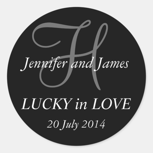 Aufkleber des Monogramm-H für Hochzeits-Schwarzes (Vorderseite)