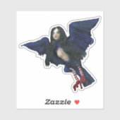 Aufkleber des Vogelmädchens aus Bluttee und Roter  (Blatt)