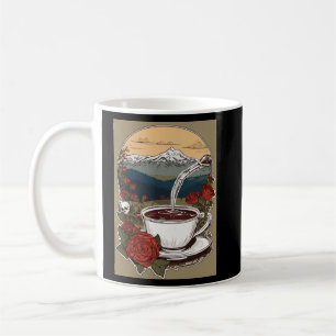 Aufkleber-Design: Skeletthand mit einem Vintagen T Kaffeetasse