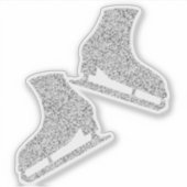 Aufkleber-Eis-Skate-Paar Figur silber Glitzer Aufkleber (Vorderseite)