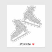 Aufkleber-Eis-Skate-Paar Figur silber Glitzer Aufkleber (Blatt)