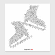 Aufkleber-Eis-Skate-Paar Figur silber Glitzer