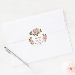 Aufkleber Elegant Handbemalt Floral 70. Geburtstag