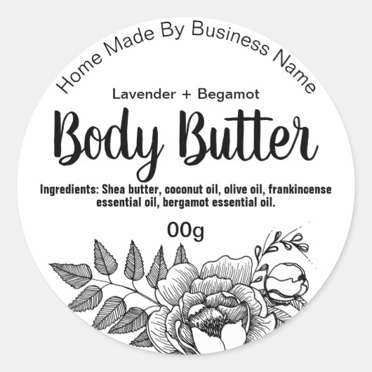 Aufkleber-Etikett für hausgemachte Body Butter Runder Aufkleber (Vorderseite)