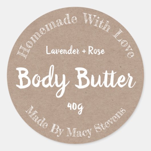 Aufkleber-Etikett für hausgemachte Body Butter Runder Aufkleber (Vorderseite)
