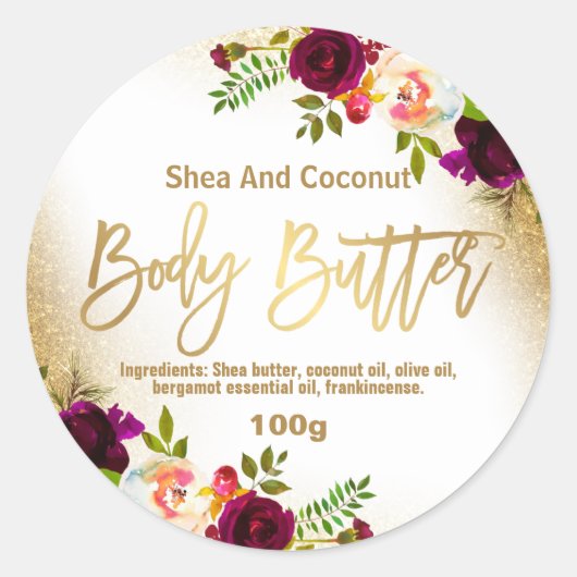 Aufkleber-Etikett für hausgemachte Body Butter Runder Aufkleber (Vorderseite)