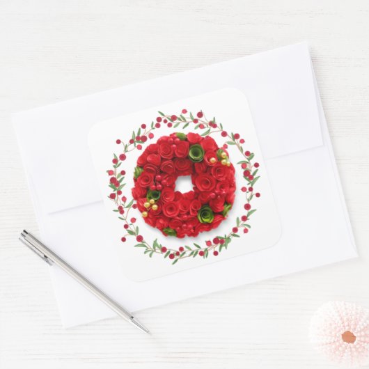 Aufkleber, Etikett - Rose Quadratischer Aufkleber (Umschlag)