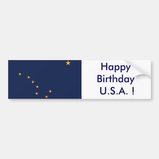 Aufkleber Flag von Alaska, Happy Birthday U.S.A.! Autoaufkleber (Vorne)