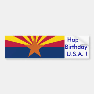 Aufkleber Flag von Arizona, Happy Birthday U.S.A.! Autoaufkleber