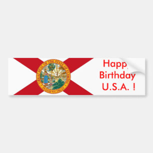 Aufkleber Flag von Florida, Happy Birthday U.S.A.! Autoaufkleber