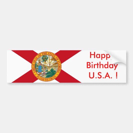 Aufkleber Flag von Florida, Happy Birthday U.S.A.! Autoaufkleber (Vorne)
