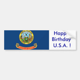 Aufkleber Flag von Idaho, Happy Birthday U.S.A.! Autoaufkleber