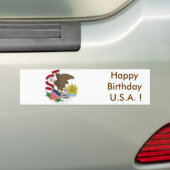 Aufkleber Flag von Illinois, Happy Birthday U.S.A. Autoaufkleber (Auf Auto)