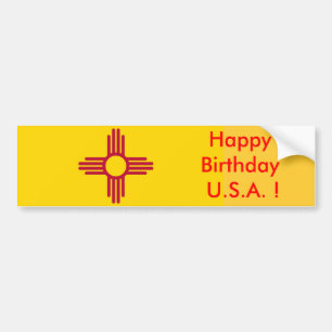 Aufkleber Flag von New Mexico, Happy Birthday U.S. Autoaufkleber