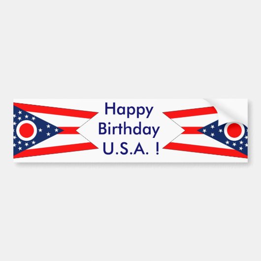 Aufkleber Flag von Ohio, Happy Birthday U.S.A.! Autoaufkleber (Vorne)