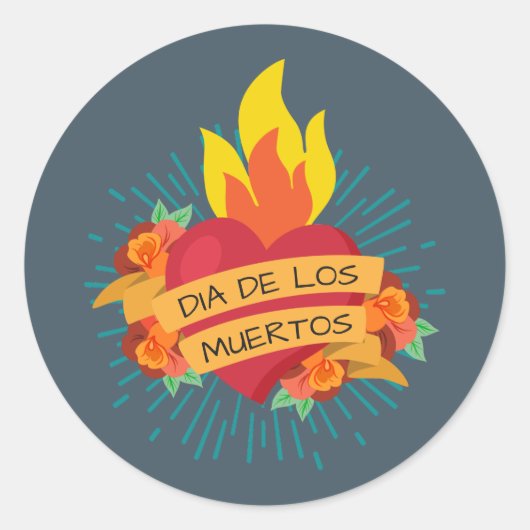 Aufkleber Flammensheart Dia de Los Muertos | (Vorderseite)