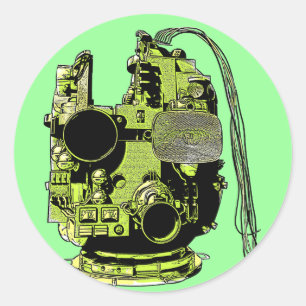 Aufkleber für abstrakte Robot Head Retro-Farben