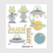 Aufkleber für Alien im Weltraum (Blatt)