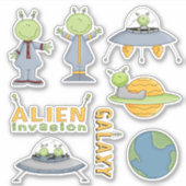 Aufkleber für Alien im Weltraum (Vorderseite)