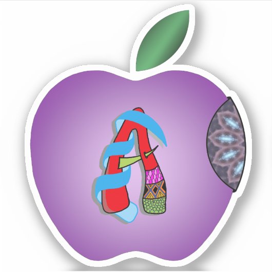 Aufkleber für Apfel mit Designer-Alphabet A (Vorderseite)