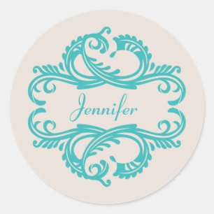 Aufkleber für aquamarine Chic Damask