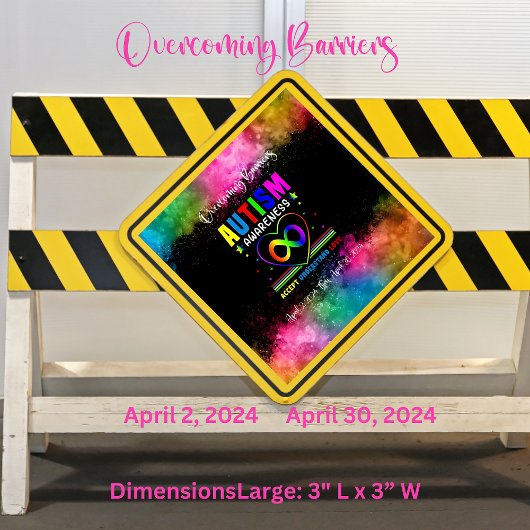 Aufkleber für Autismus auf dem Platz "Überwinden v