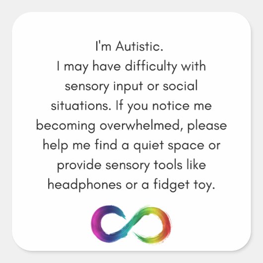 Aufkleber für autistische Unterkünfte (Vorderseite)