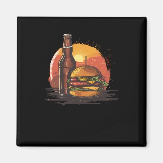 Aufkleber für Bier und Burger2 Magnet (Vorne)