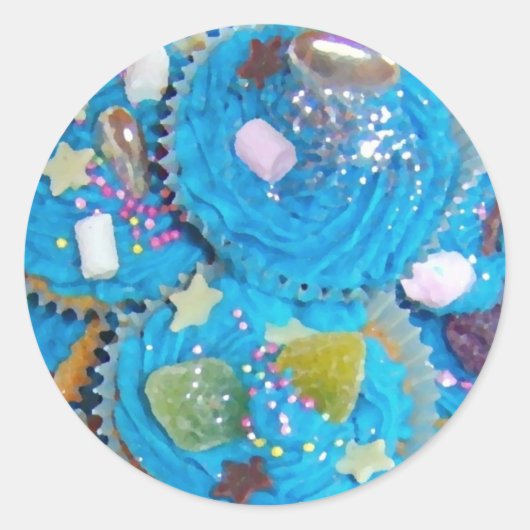 Aufkleber für Blaue Cupcakes (Vorderseite)