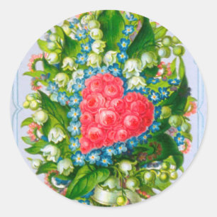 Aufkleber für Blume und Herz-Valentinstag
