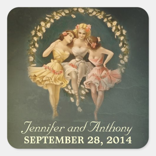 Aufkleber für Brautpartys mit Vintagen Mädchen (Vorderseite)