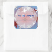 Aufkleber für Buchzeichen mit roten Silberstars (Tasche)