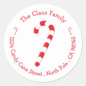 Aufkleber für Candy Cane Rot und Weiße Rücksendead (Vorderseite)