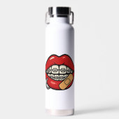 Aufkleber für Cartoon mit Klammern und Piercings Trinkflasche (Vorne)